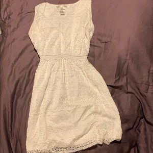 White lined, lace dress